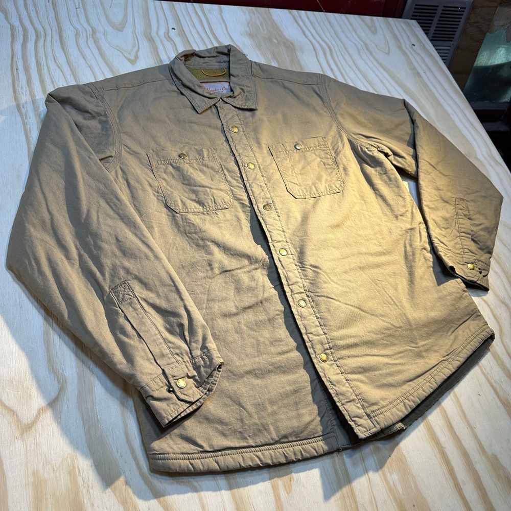 Hawke & Co Outfitter Mens Large Tan Fleece Lined Canvas Shirt Jacket Workwear